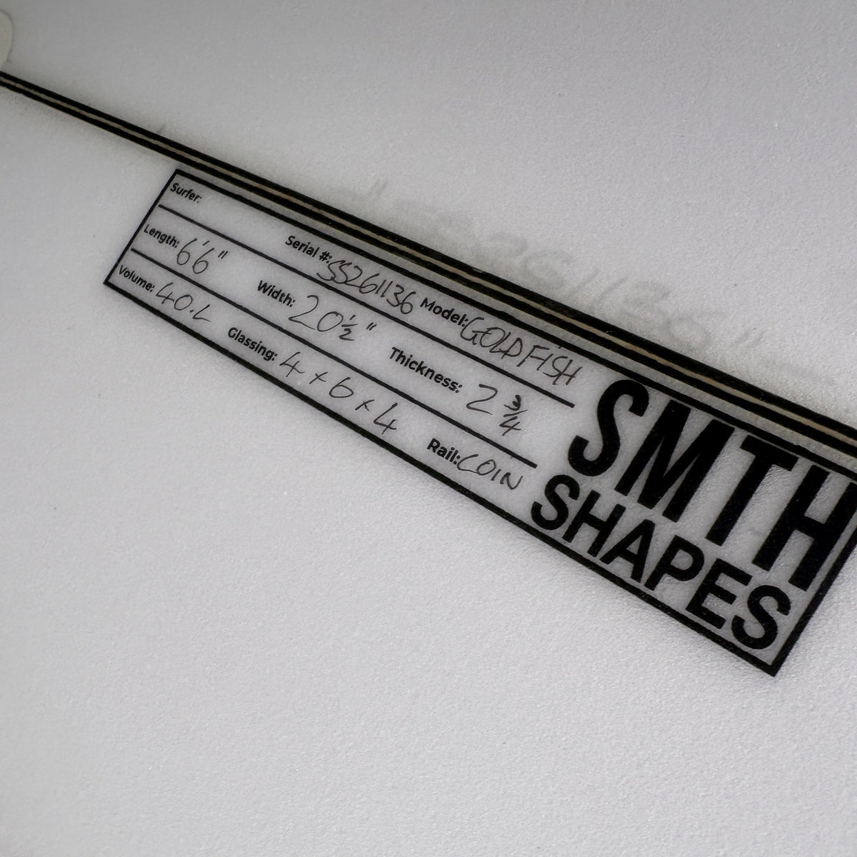SMTH Shapes Goldfish 6'6 – 20 1/2 × 2 3/4 – 40L
