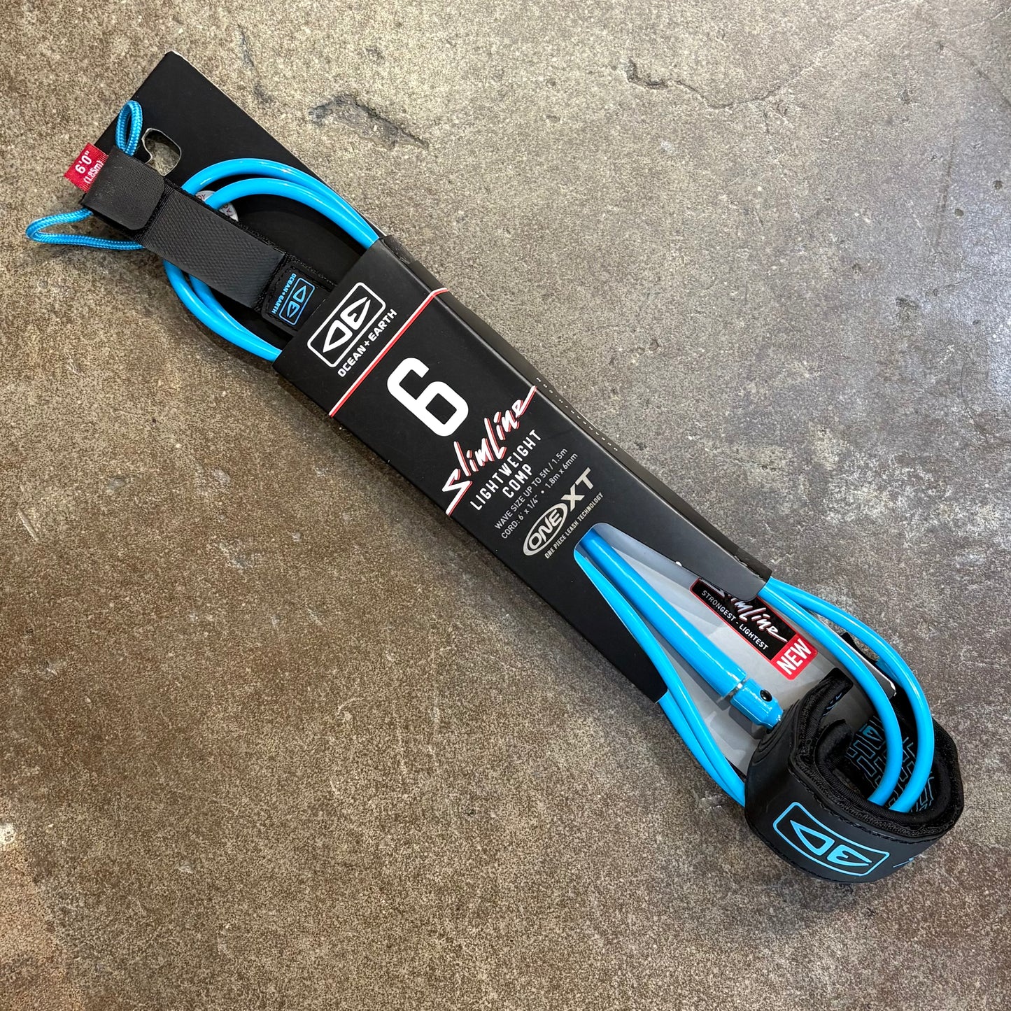 OCEAN&EARTH SLIMLINE ONE-XT LEASH 6' x 6MM