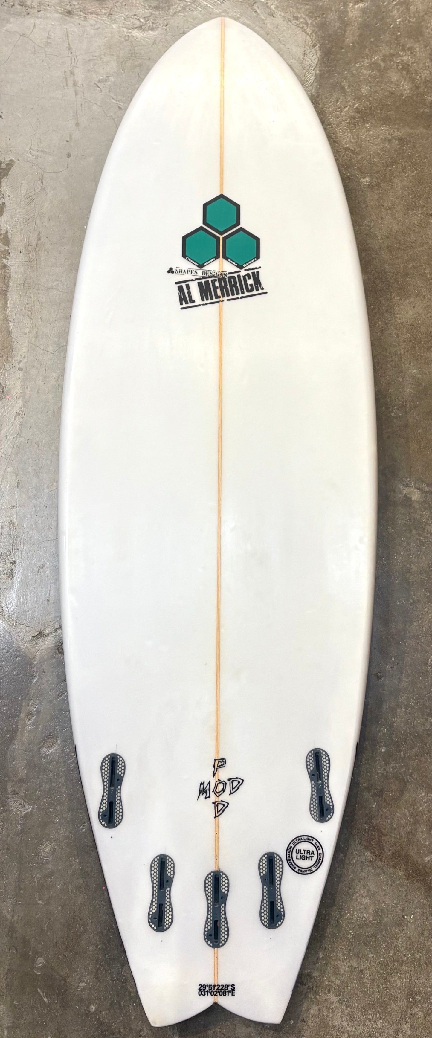 CHANNEL ISLANDS POD MOD 5'8 20 5/8 2 9/16 33.54L