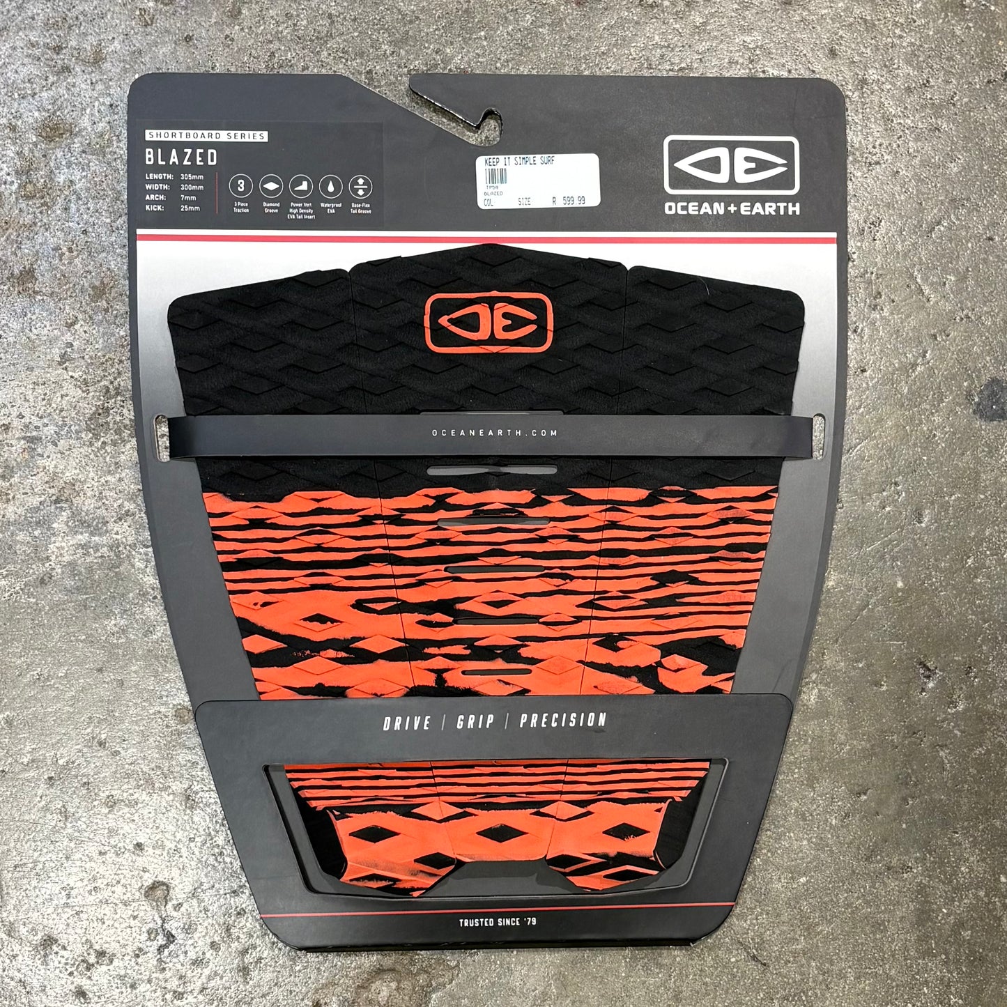 Ocean & Earth Blazed 3-Piece Surfboard Tail Pad
