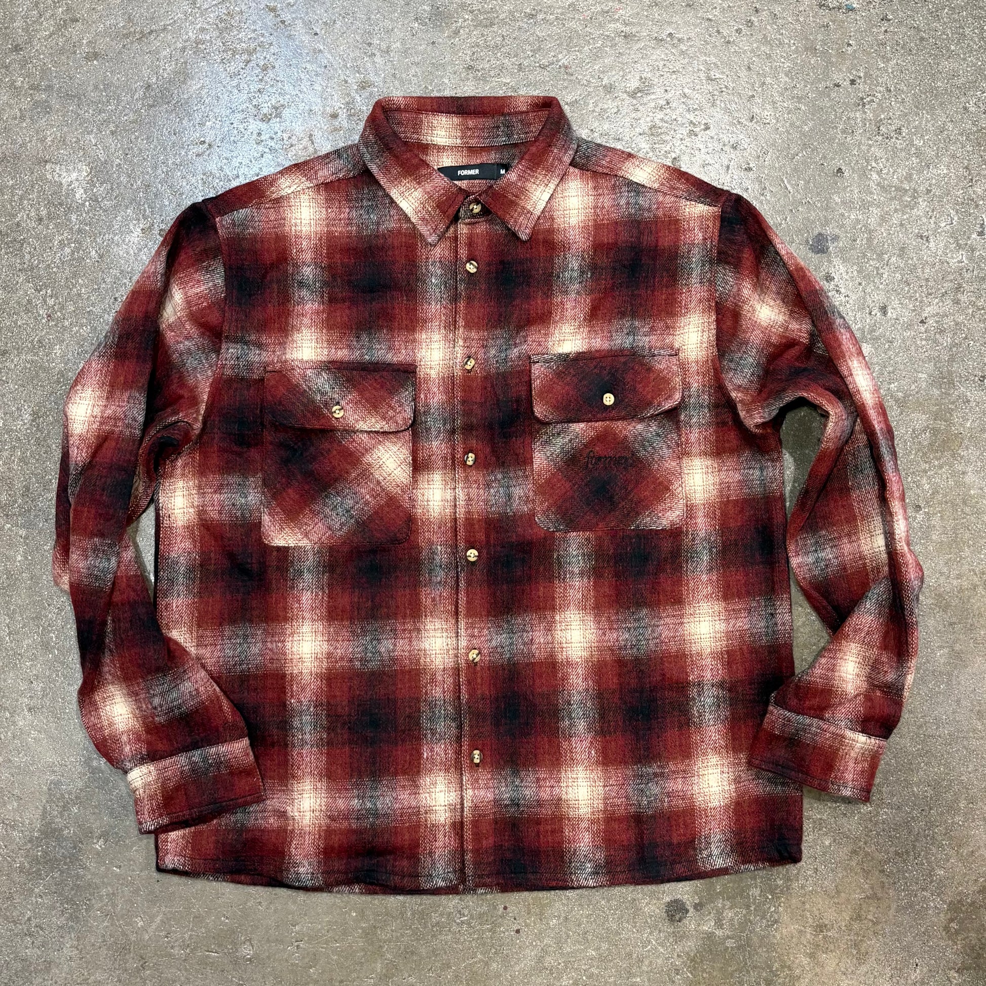 Front view of Former Merchandise Manners Flared LS Shirt