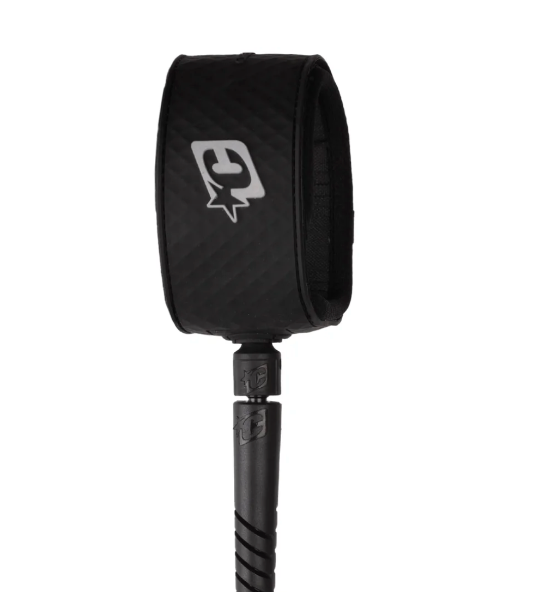 Black strap with a logo on a white background
