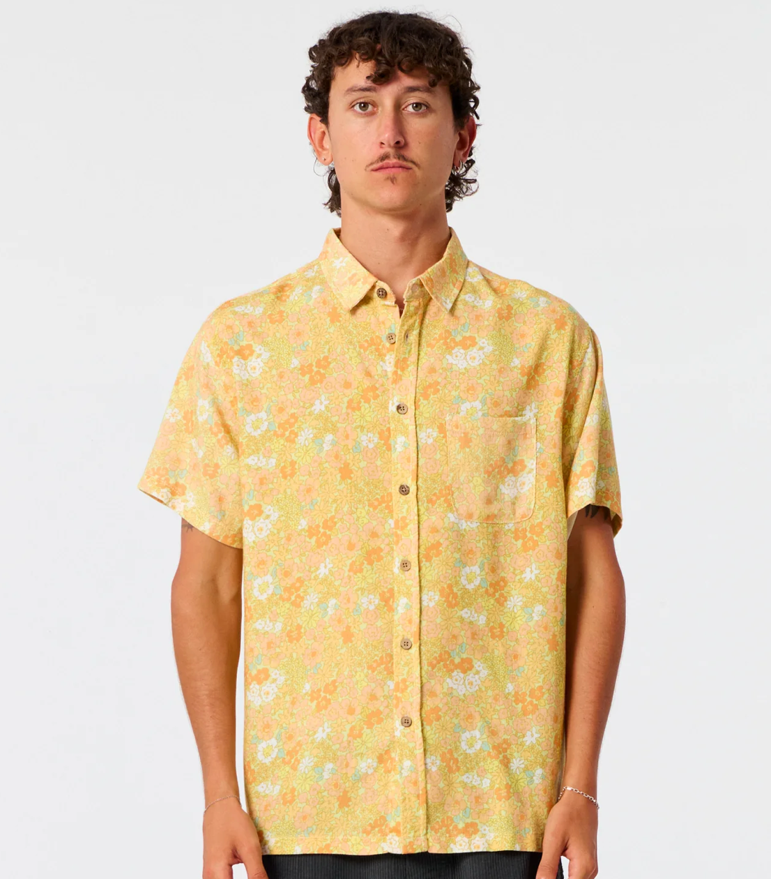 TCSS Hazed Floral Linen Shirt – Sunflower