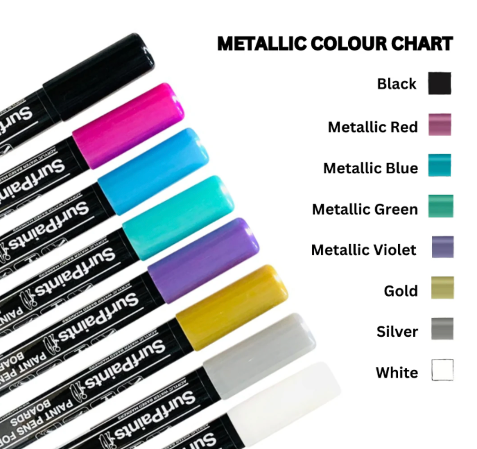 SURFPAINTS METALLIC ACRYLIC PAINT PENS - SIZE 4MM BULLET NIBS