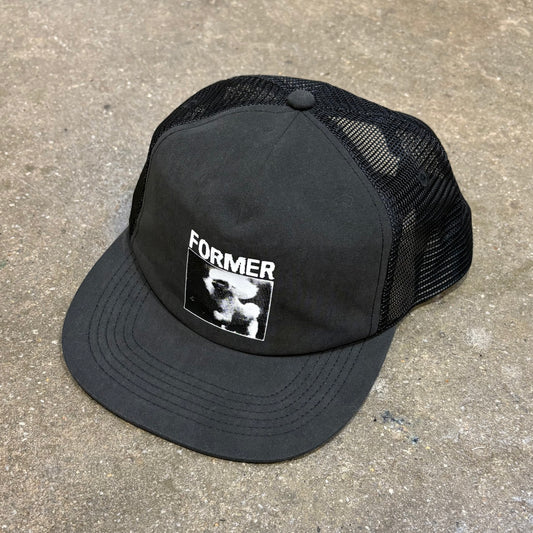 Front view or Former Merchandise War Poodle Trucker Cap