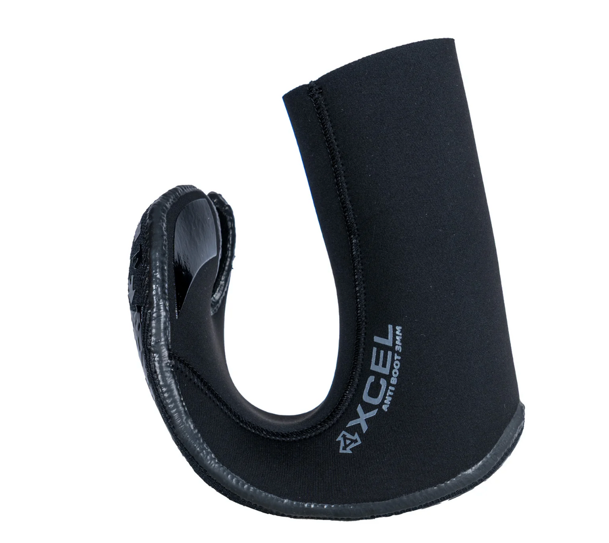 A black neoprene wrist wrap with a hook design, featuring the white printed brand name 'XCEL Wrist Support Arm' on the side, set against a plain white background.