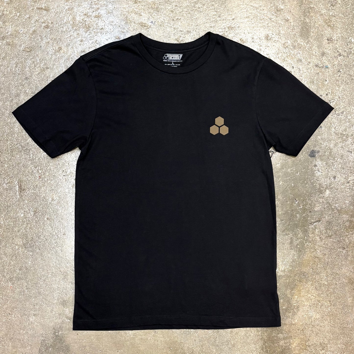 Black Channel Islands T-Shirt on concrete floor