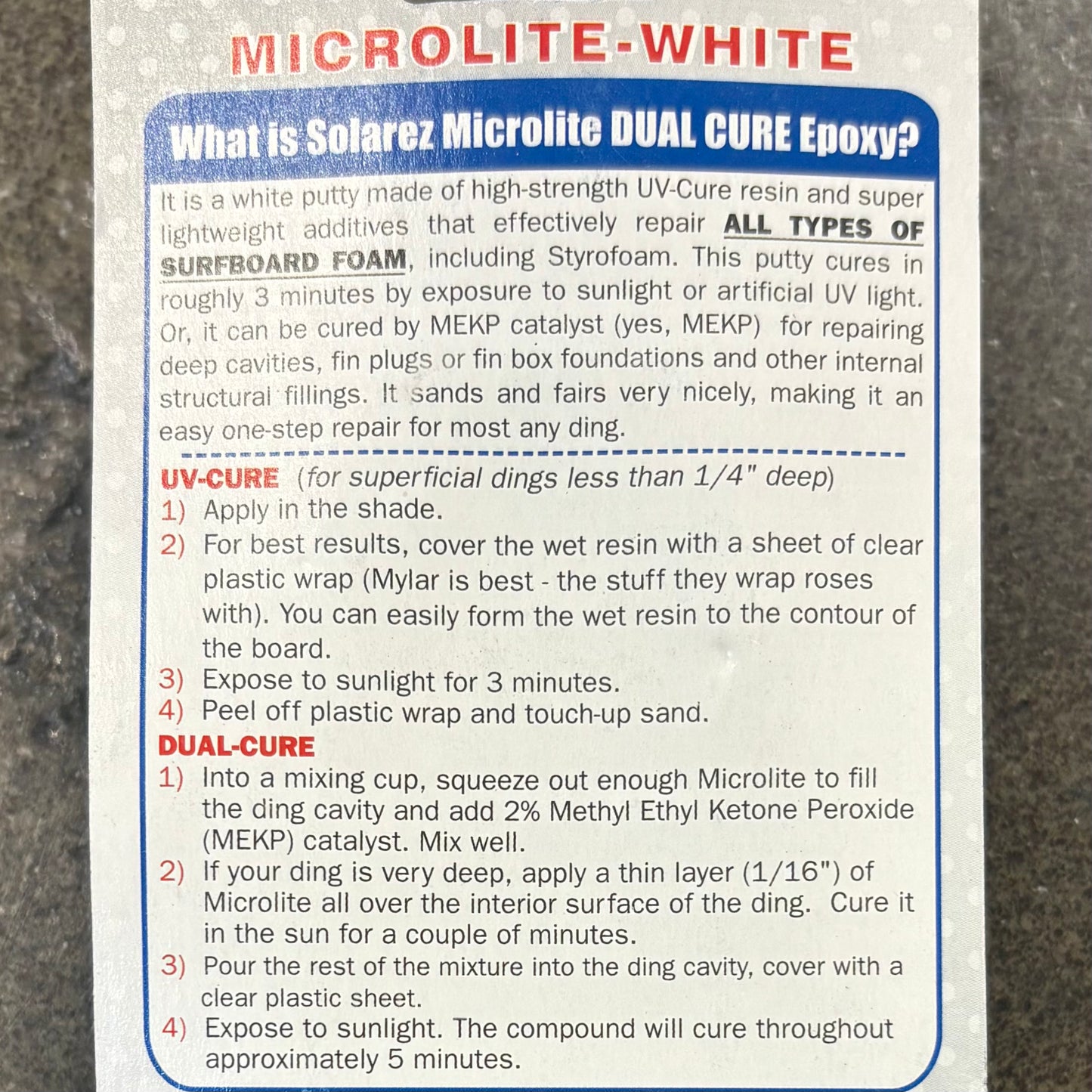 SOLAREZ   EPOXY MICROLITE FILLER