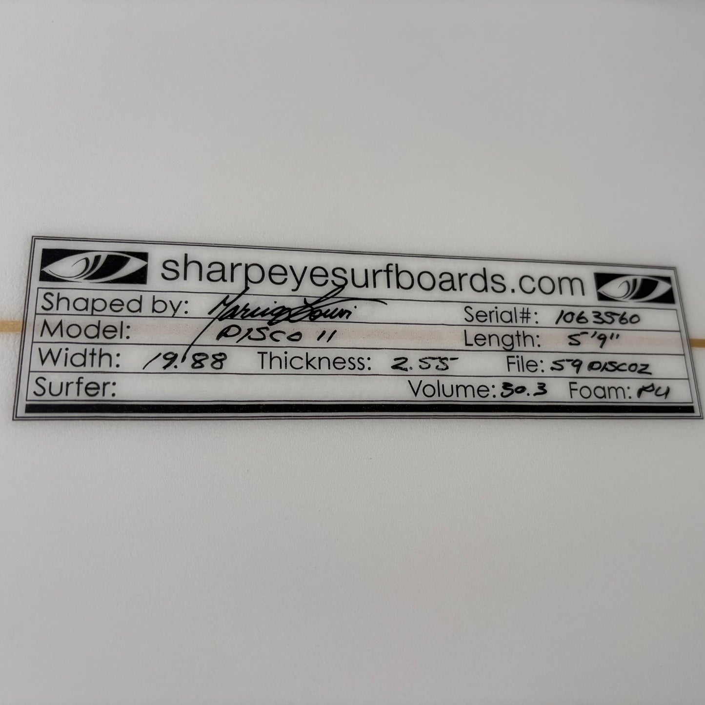 Sharp Eye Surfboards Disco II 5'10 – 20.0 × 2.58 – 31.3L