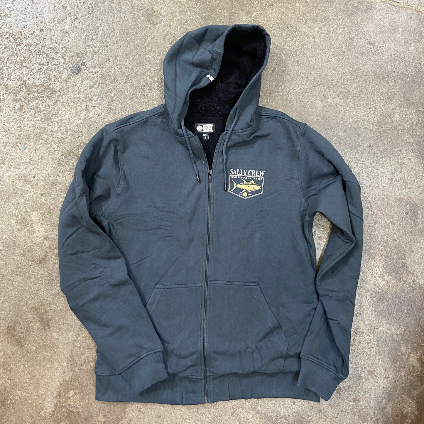 SALTY CREW   ANGLER SHERPA ZIP FLEECE - COAL/BLACK