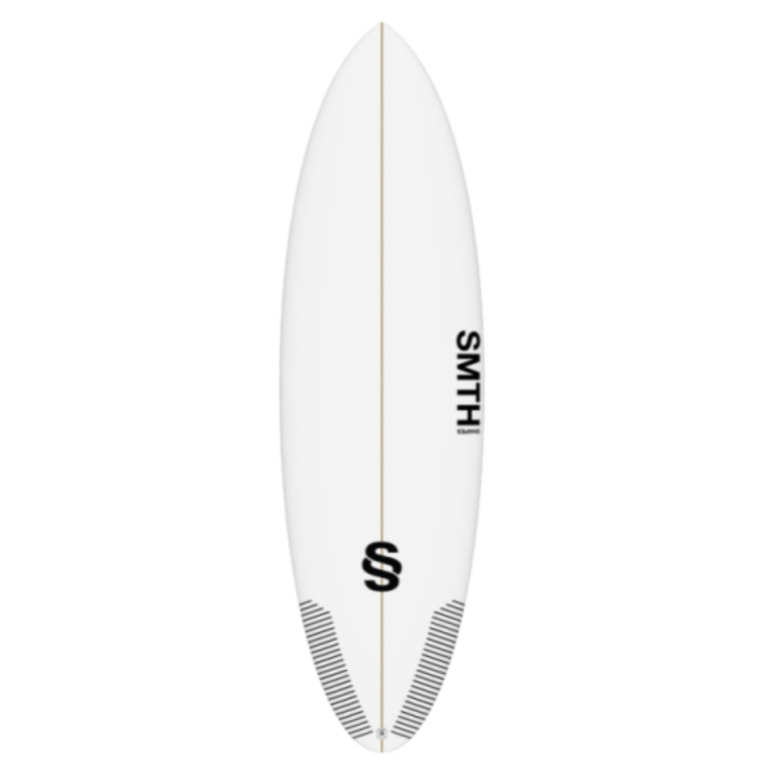White SMTH Humanoid surfboard with 'SMTH' branding on a white background