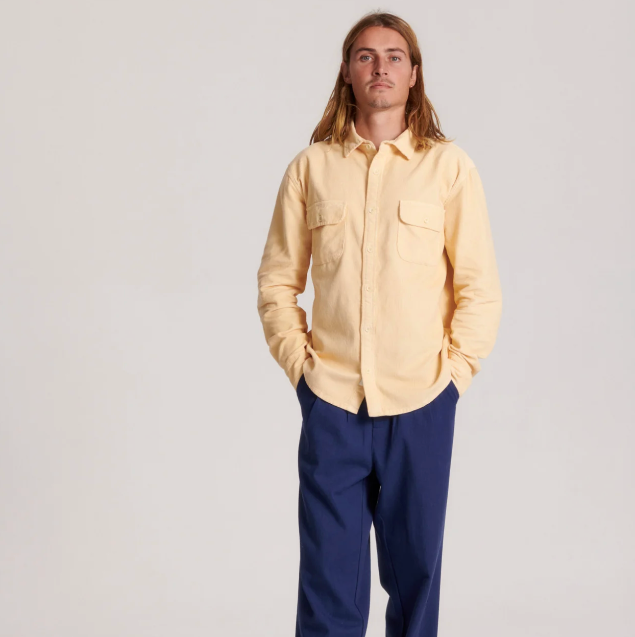 LAZY BOY CORD LS SHIRT - SAND