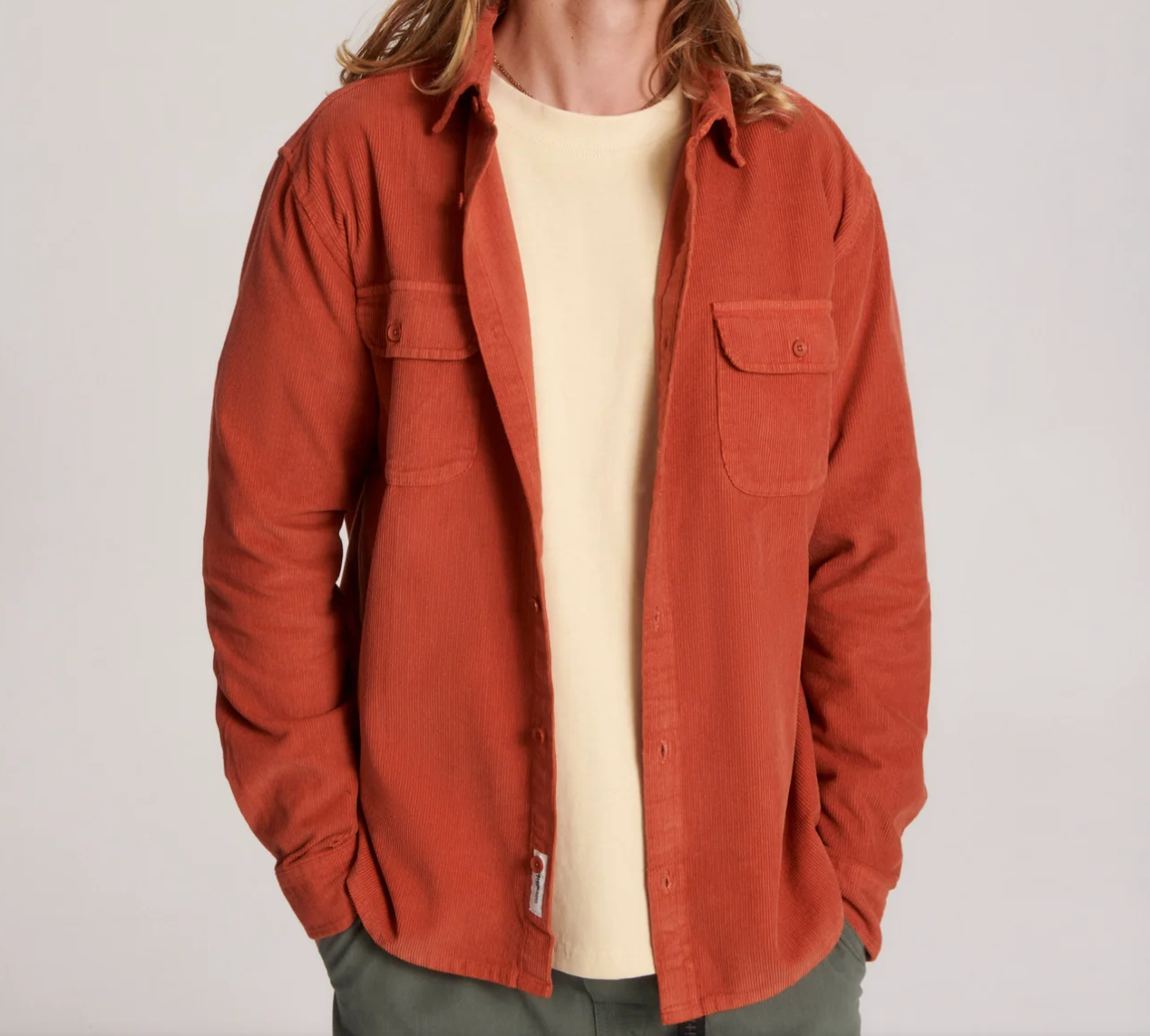 LAZY BOY CORD LS SHIRT - RED