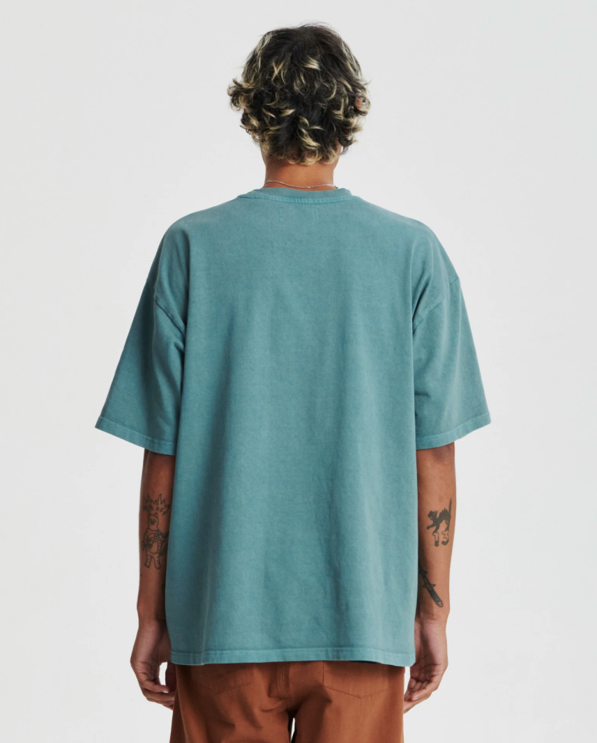 TCSS   SCRIBBLE POCKET JUMBO FIT TEE - OCEAN