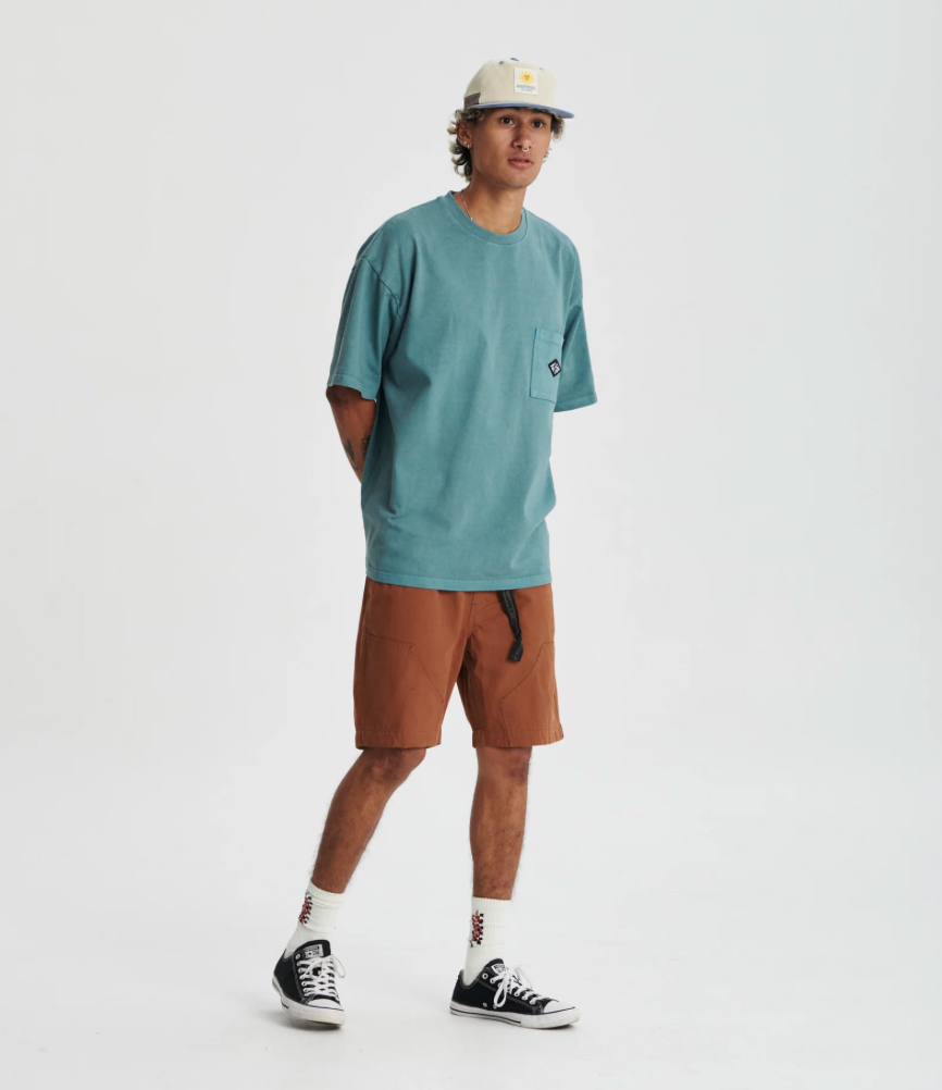 TCSS   SCRIBBLE POCKET JUMBO FIT TEE - OCEAN