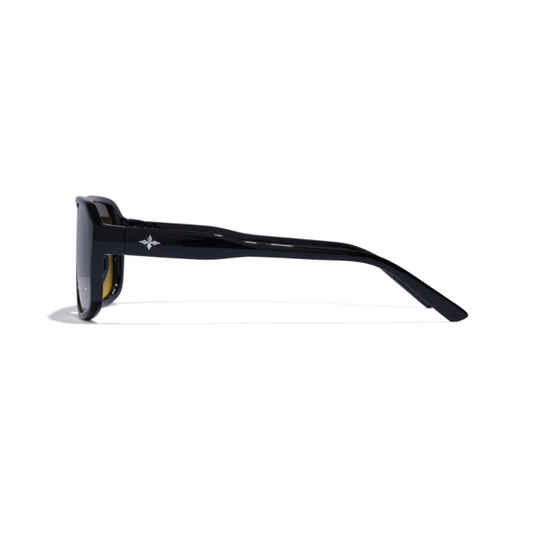 Black sunglasses on a white background