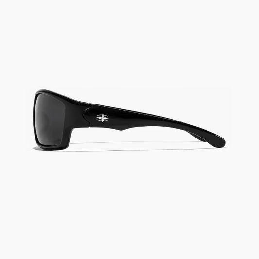 Black sunglasses on a white background