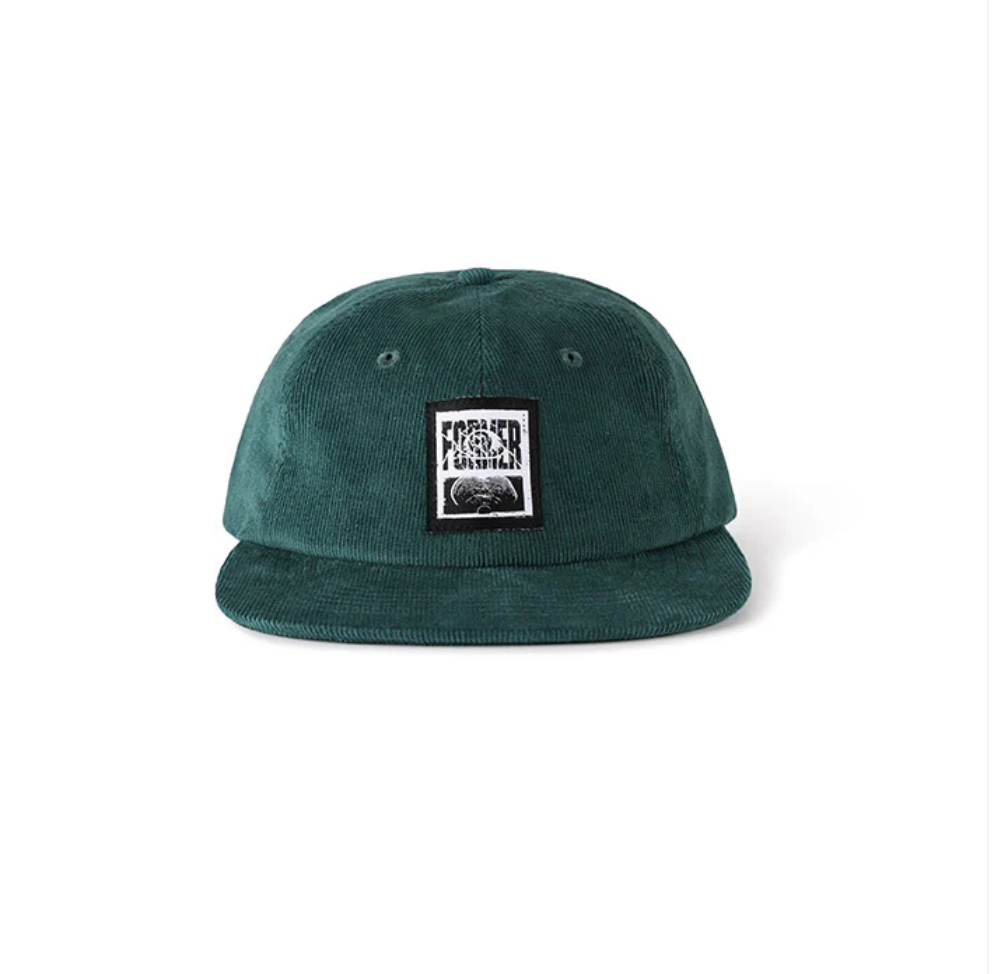Green cap with a logo on a white background