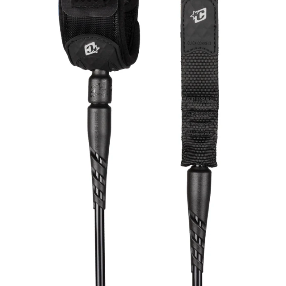 Black leash with a strap on a white background