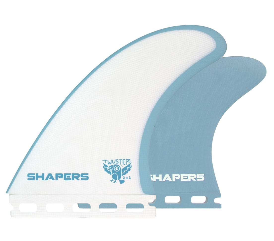 Shapers Twuster Pro 2+1 Twin Fin Set - White Blue
