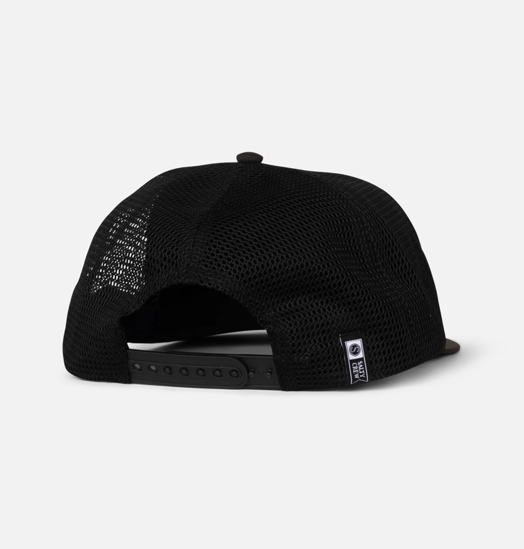 Black mesh cap on a light gray background