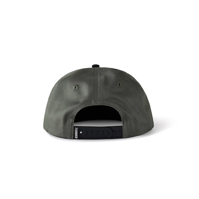 Gray cap with a brand logo on the back against a white background