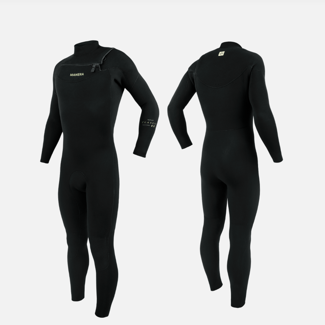 black wetsuits front and back view