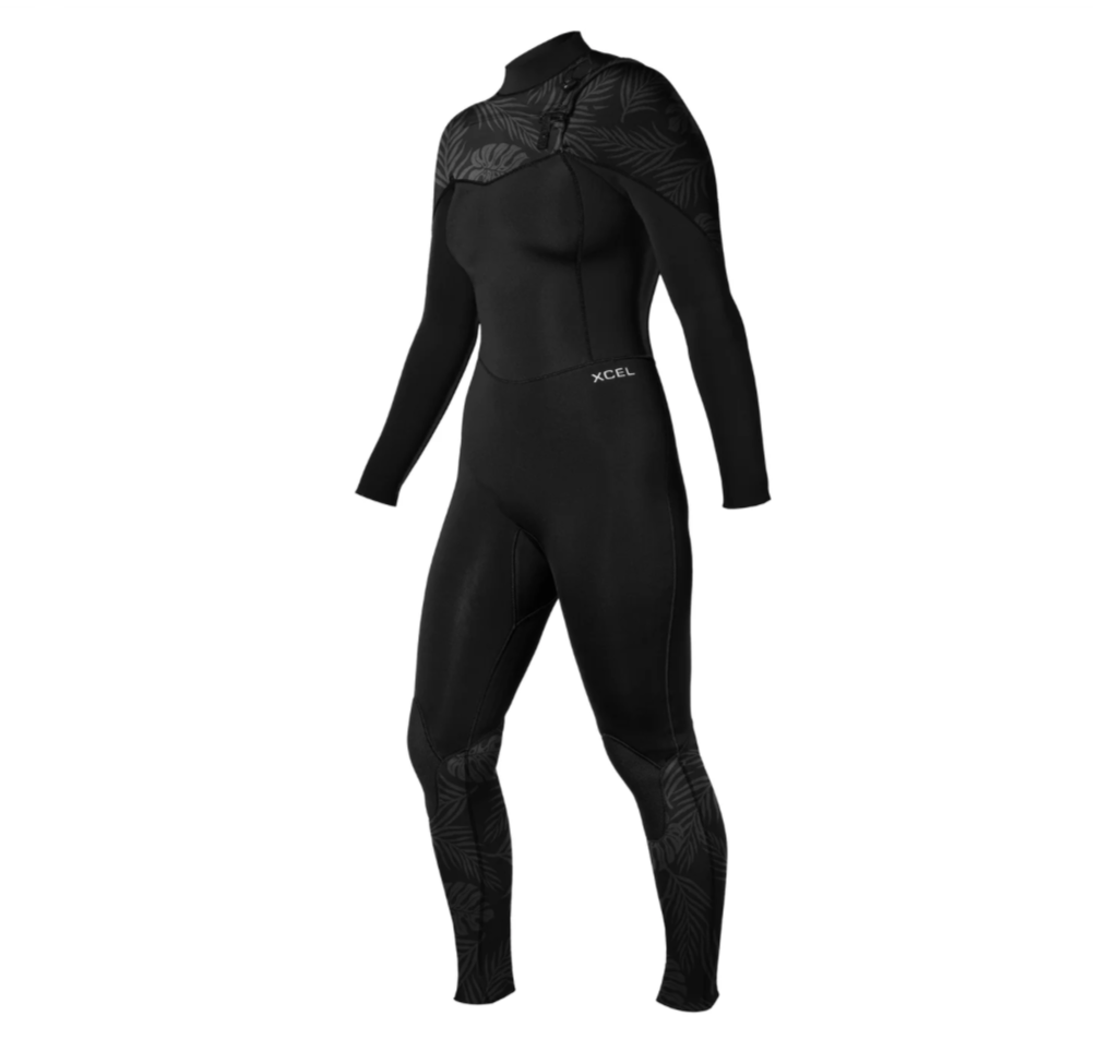 XCEL Women's 4/3mm Comp Wetsuit, Black Palm-Monstera Print