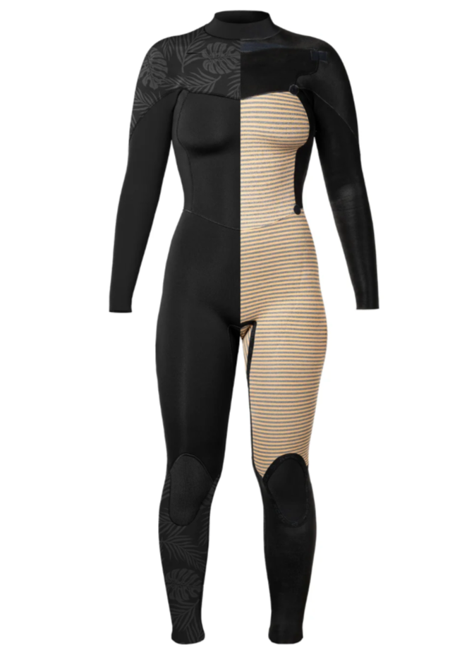 XCEL Women's 4/3mm Comp Wetsuit, Black Palm-Monstera Print